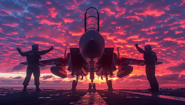 Sunset Silhouettes on the Flight Deck