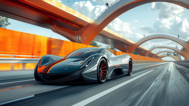 High-Speed Sports Car on Highway