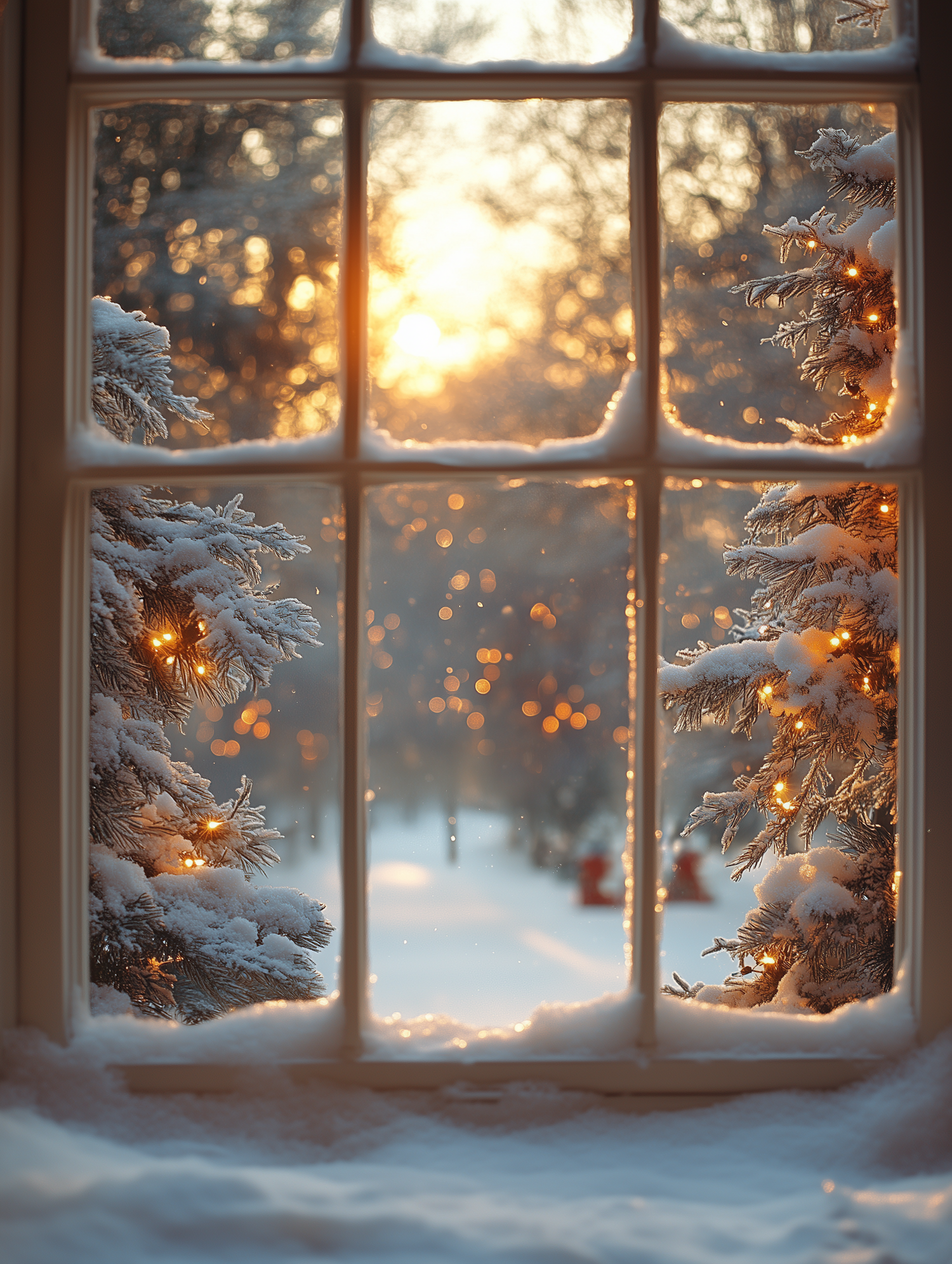 Serene Winter Scene Through a Window