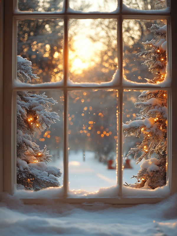 Serene Winter Scene Through a Window