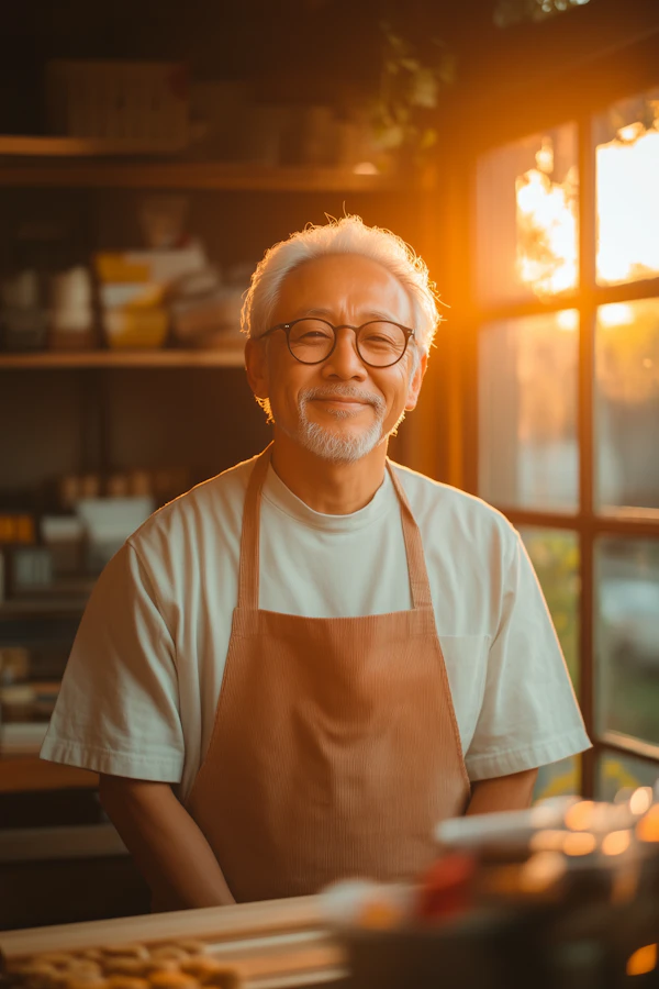 Elderly Man in Warm Light