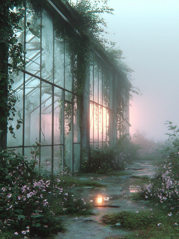 Overgrown Greenhouse Scene