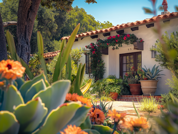 Mediterranean House Surrounded by Lush Garden