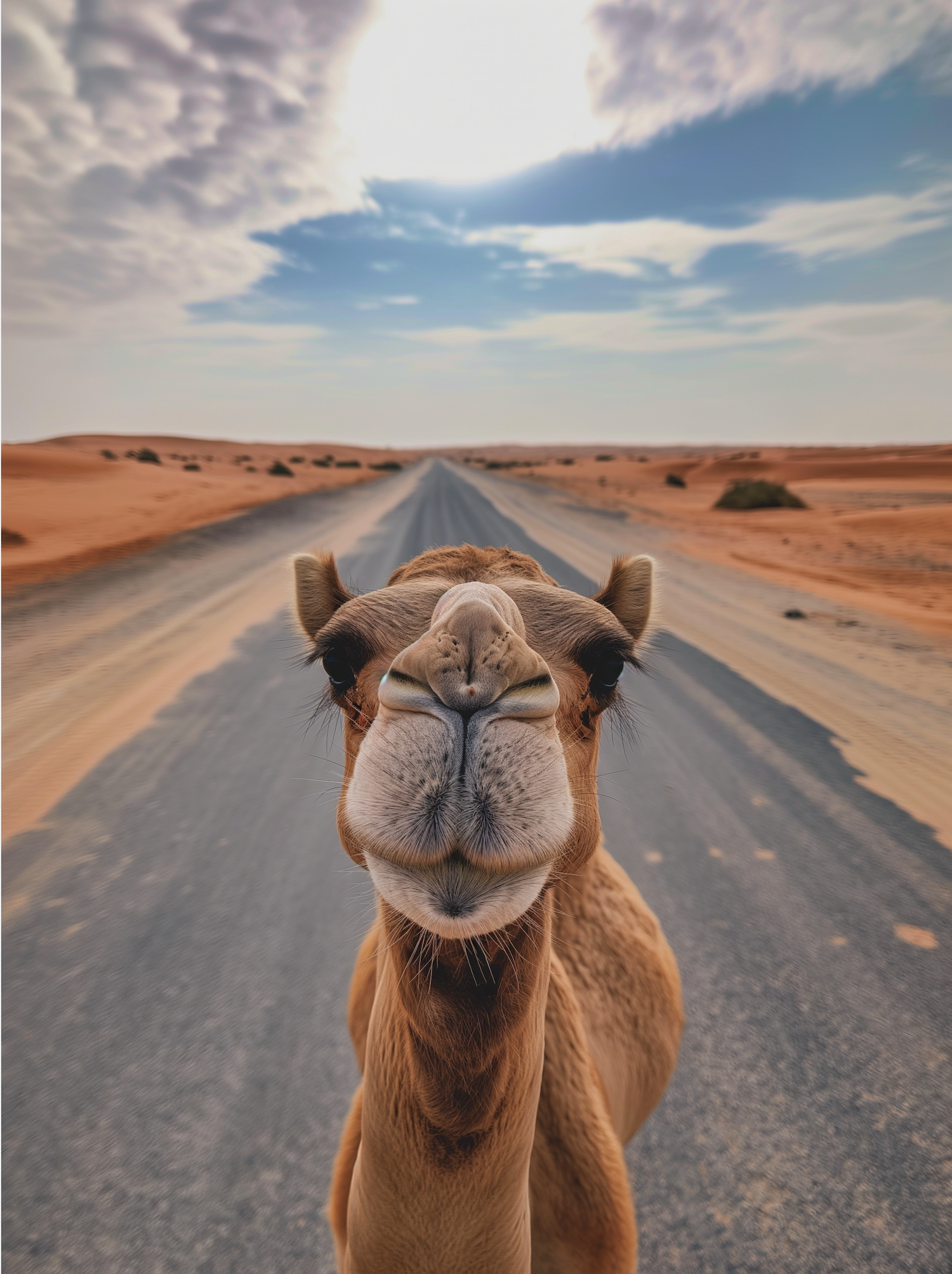 Personable Camel in Desert Landscape