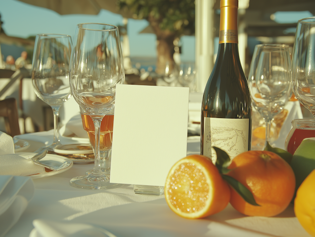 Elegant Dining Table with Wine and Citrus