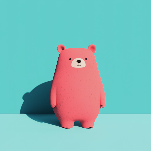 Cartoon Style Pink Bear