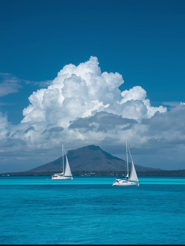 Sailboats on Turquoise Sea