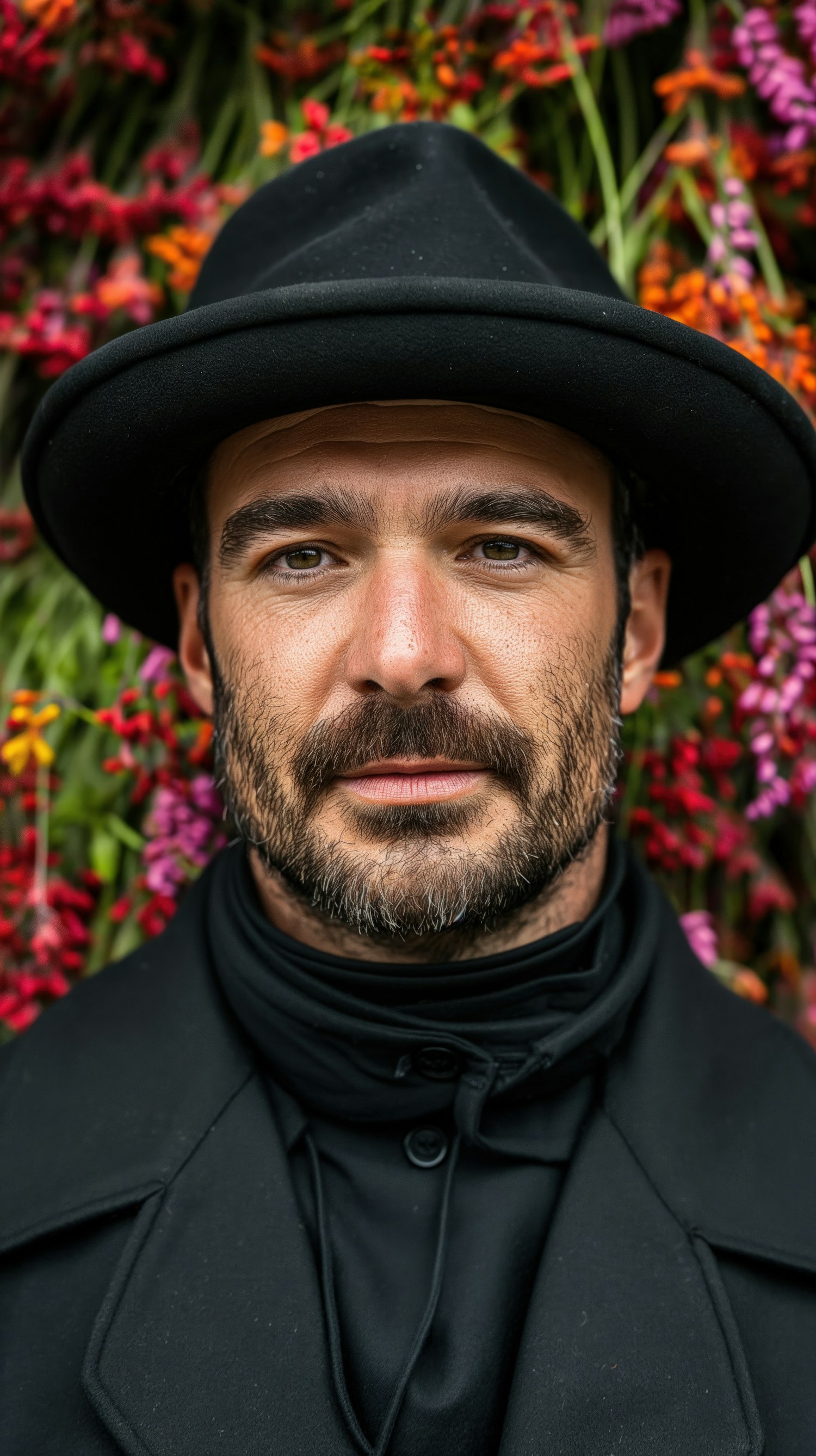 Contemporary Styled Man with Floral Background