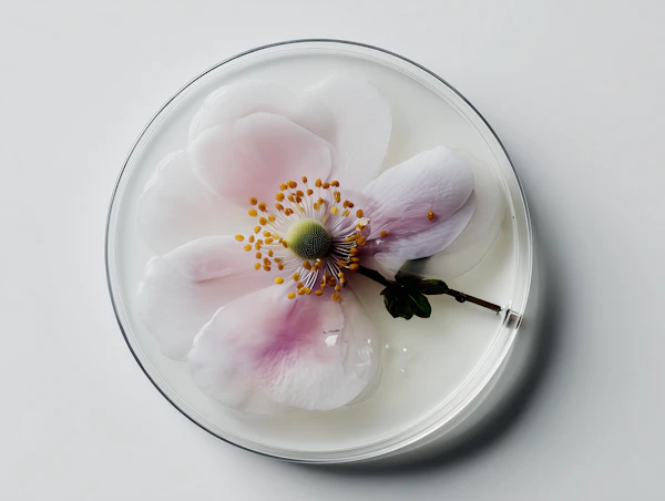 Pink Flower in Petri Dish