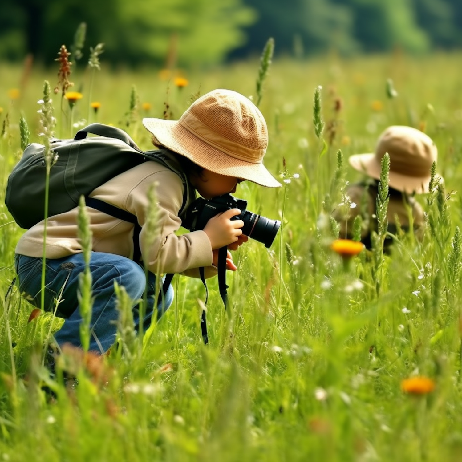 Childhood Photography in the Green Meadow