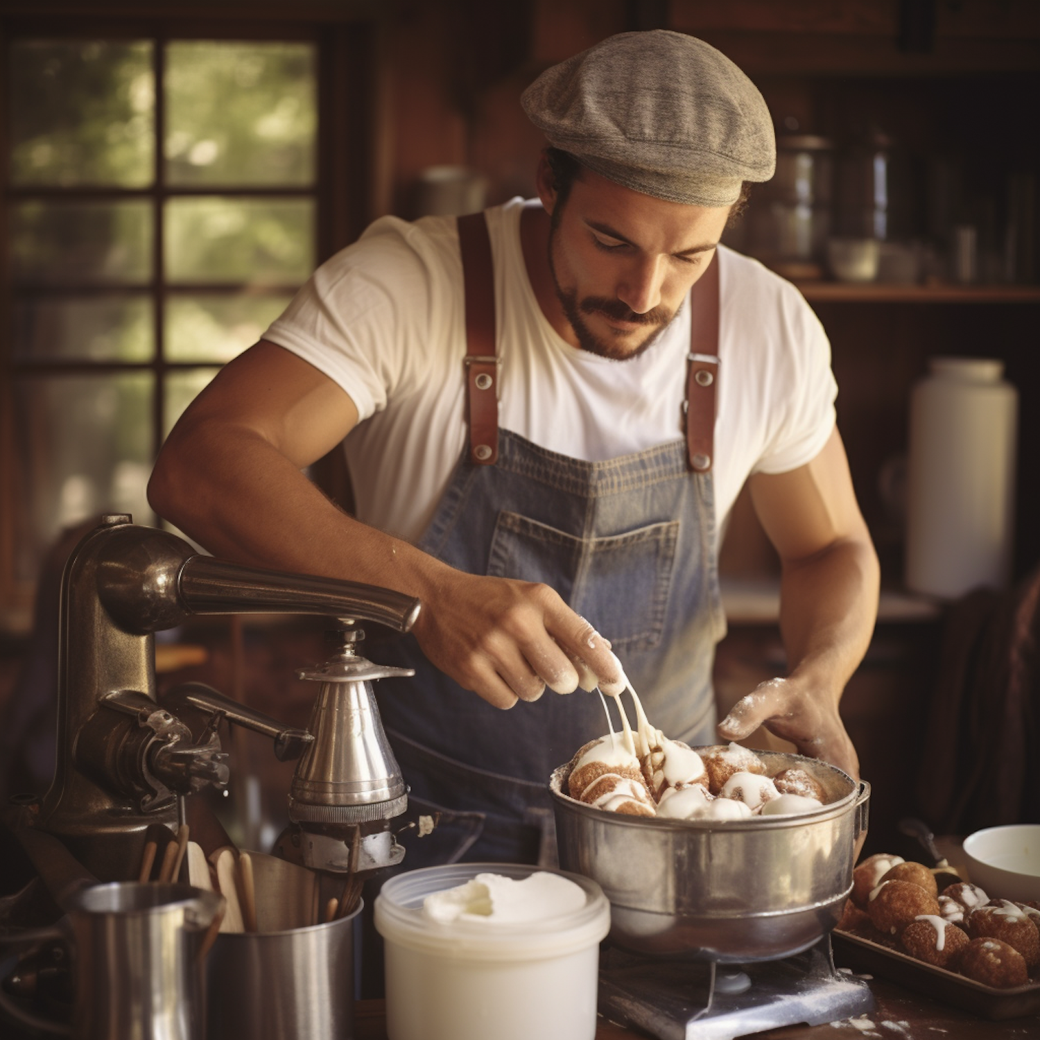 Artisan Baker in a Rustic Kitchen