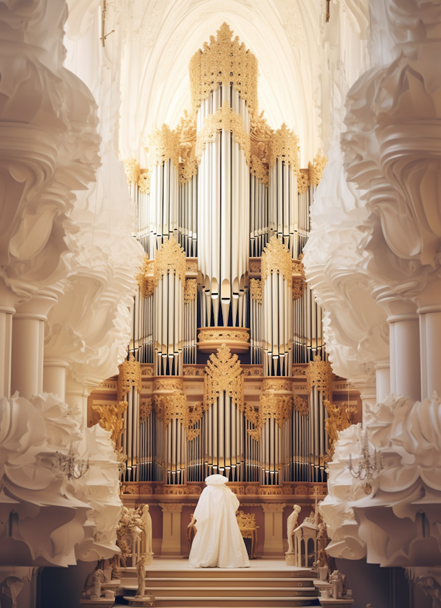 Bridal Contemplation at a Grand Pipe Organ