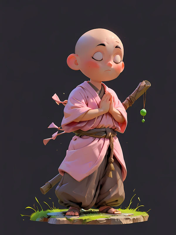 Young Monk Illustration