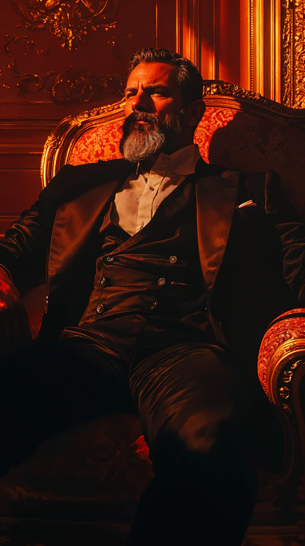 Man in Ornate Chair