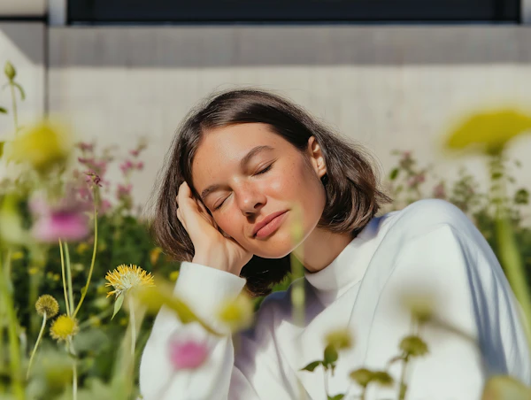 Woman in Wildflower Field