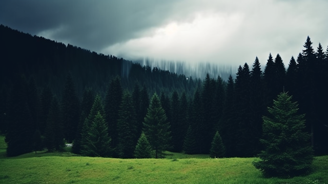 Serene Pine Wilderness at Dusk