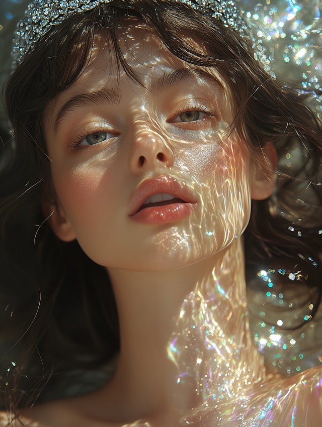 Serene Portrait with Light Reflections