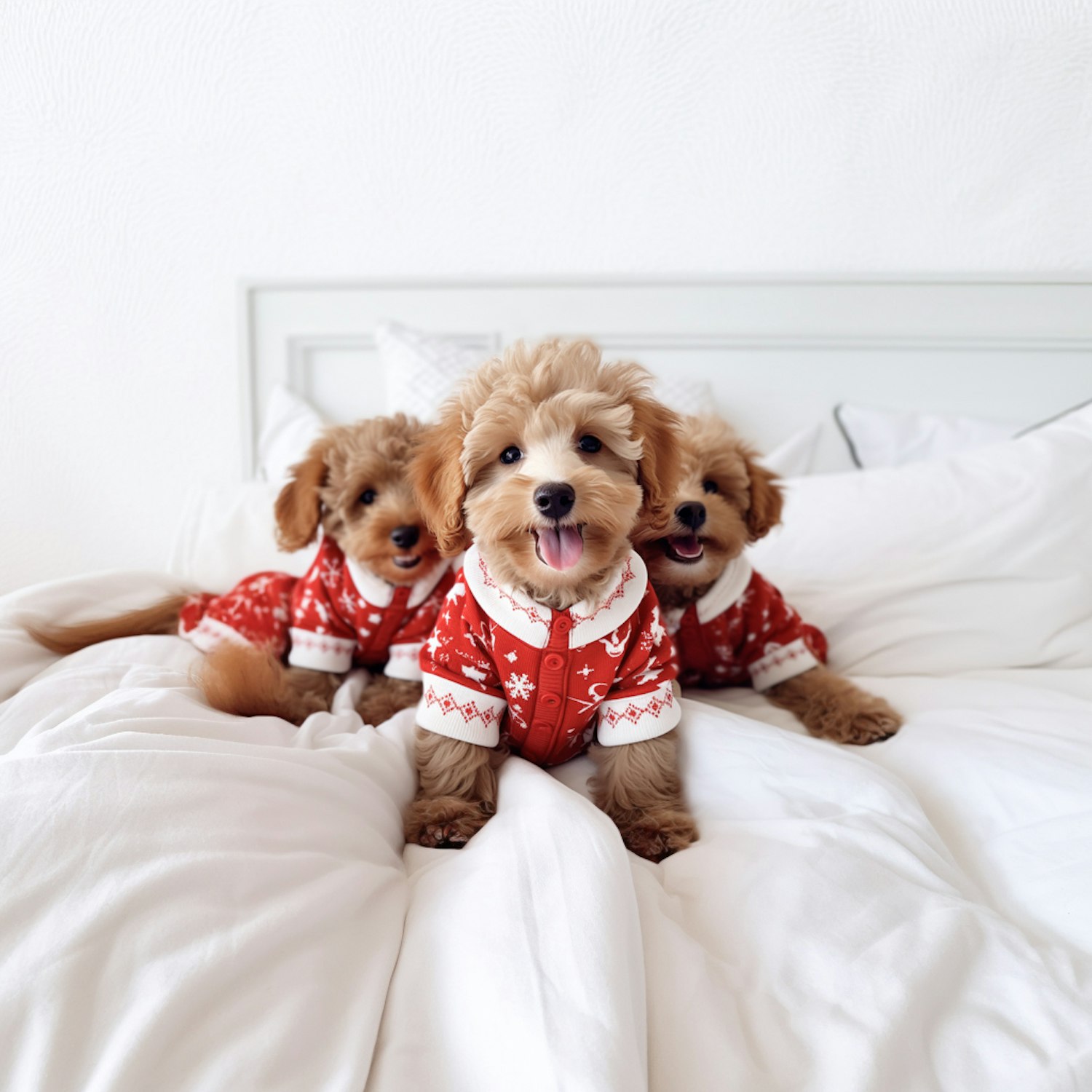 Puppies in Holiday Sweaters