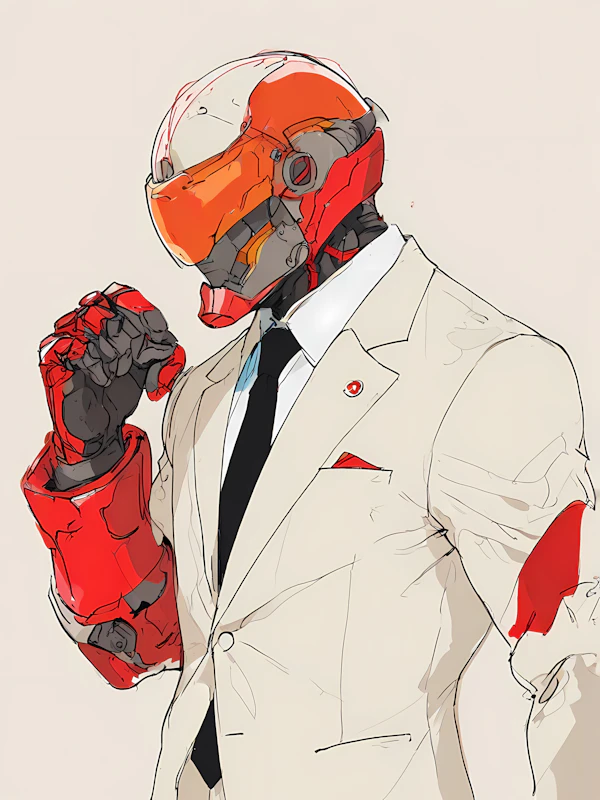 Futuristic Humanoid in Formal Attire