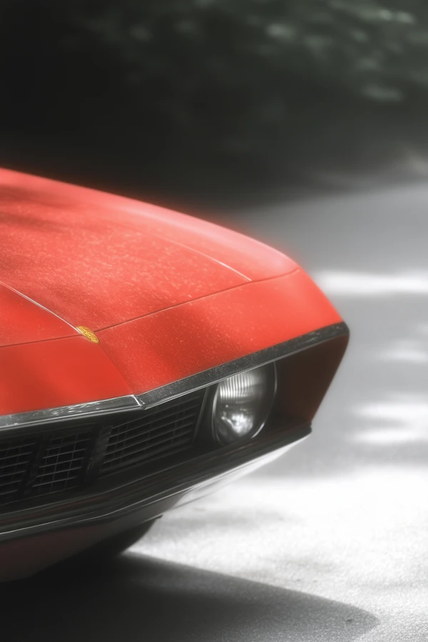 Vintage Red Car Close-Up