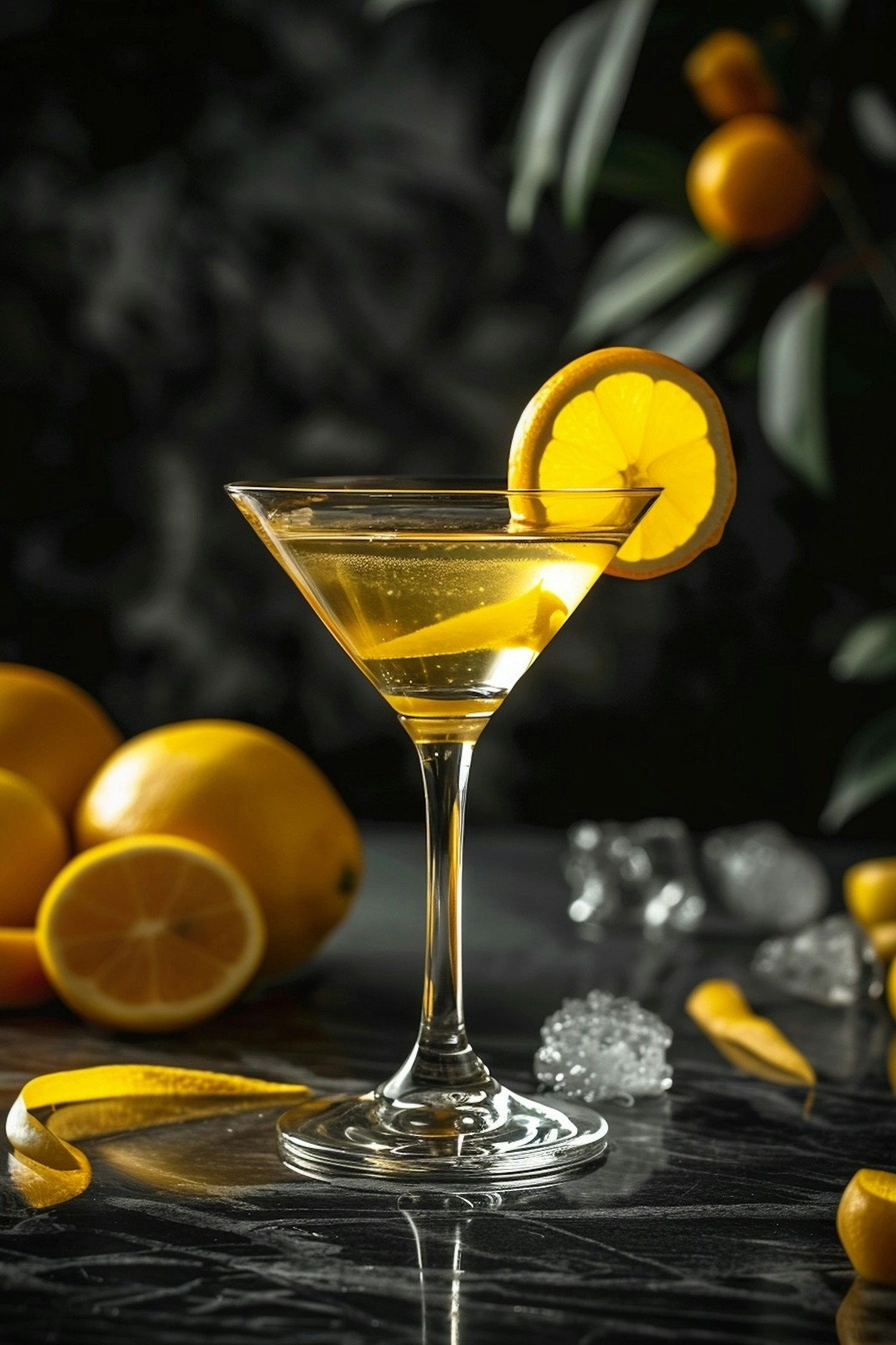 Elegant Martini Glass with Lemon