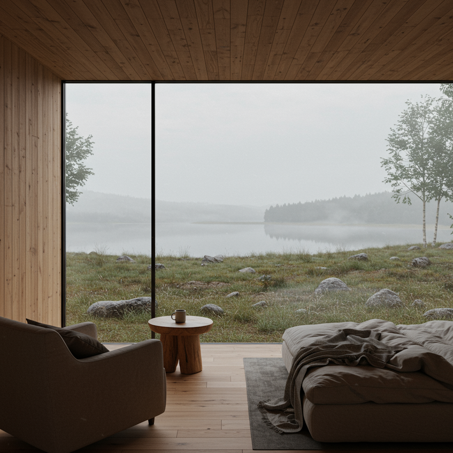 Minimalist Lakeside Room