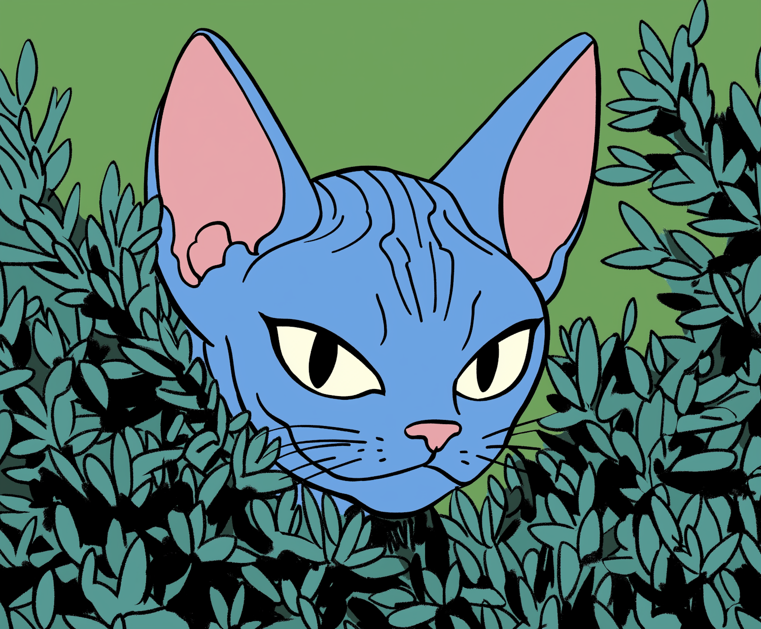 Stylized Blue Cat Illustration