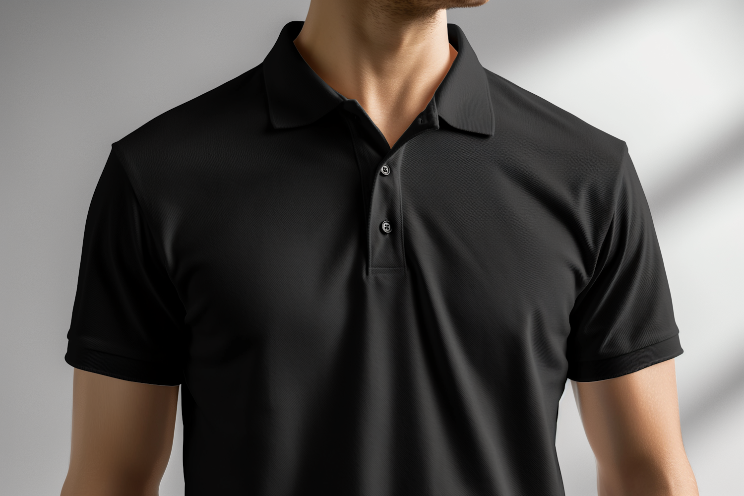 Professional Black Polo Shirt on Man