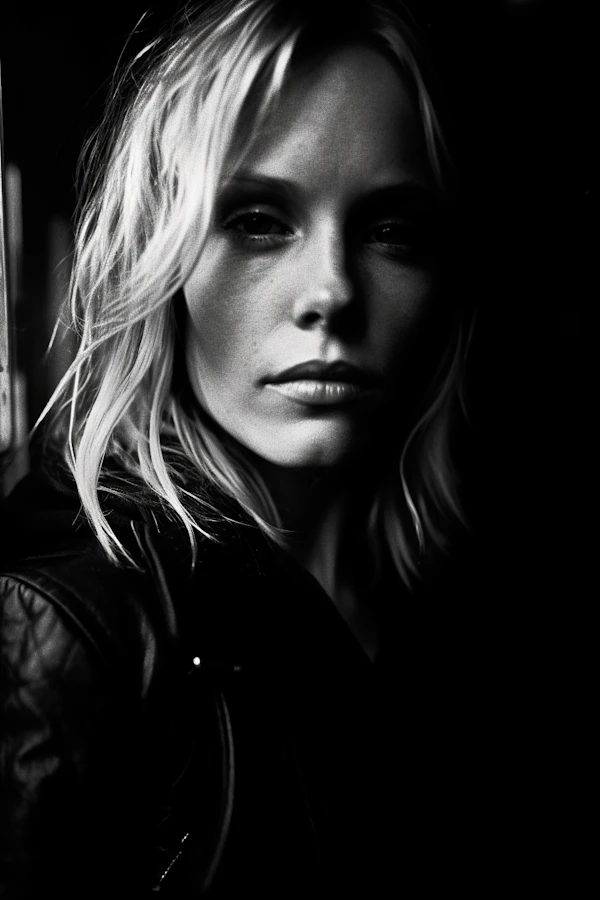 Enigmatic Black and White Portrait of Woman