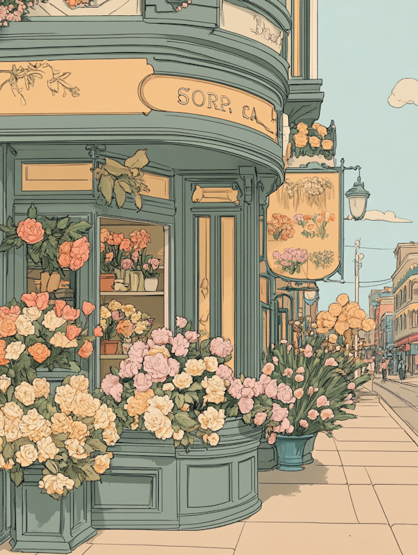 Charming Flower Shop on Street Corner