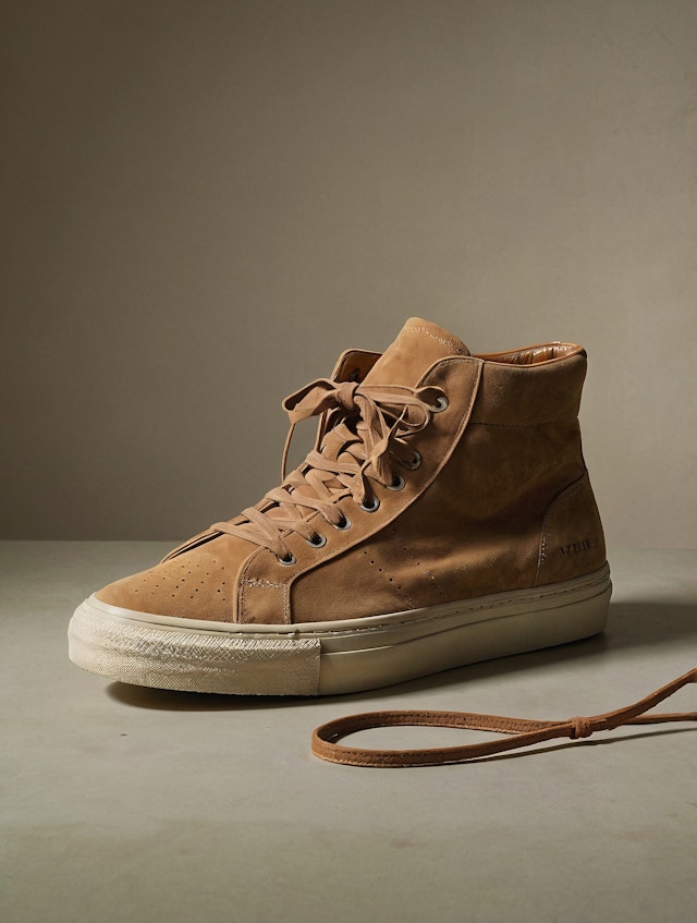 Tan Suede High-Top Sneaker