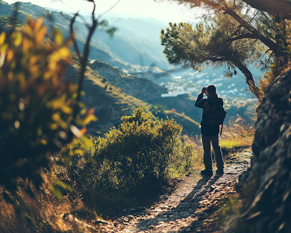 Contemplative Hiker Observing Autumnal Vista