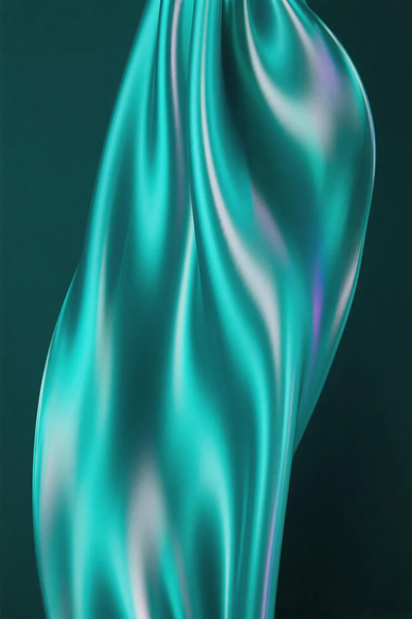 Teal Silky Fabric Close-Up