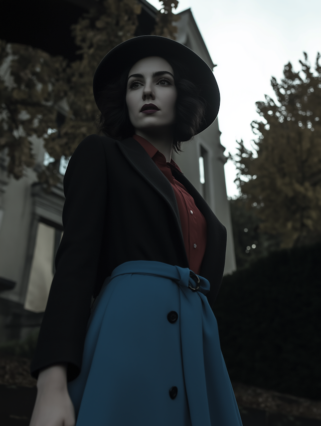 Stylish Woman in Vintage Ensemble