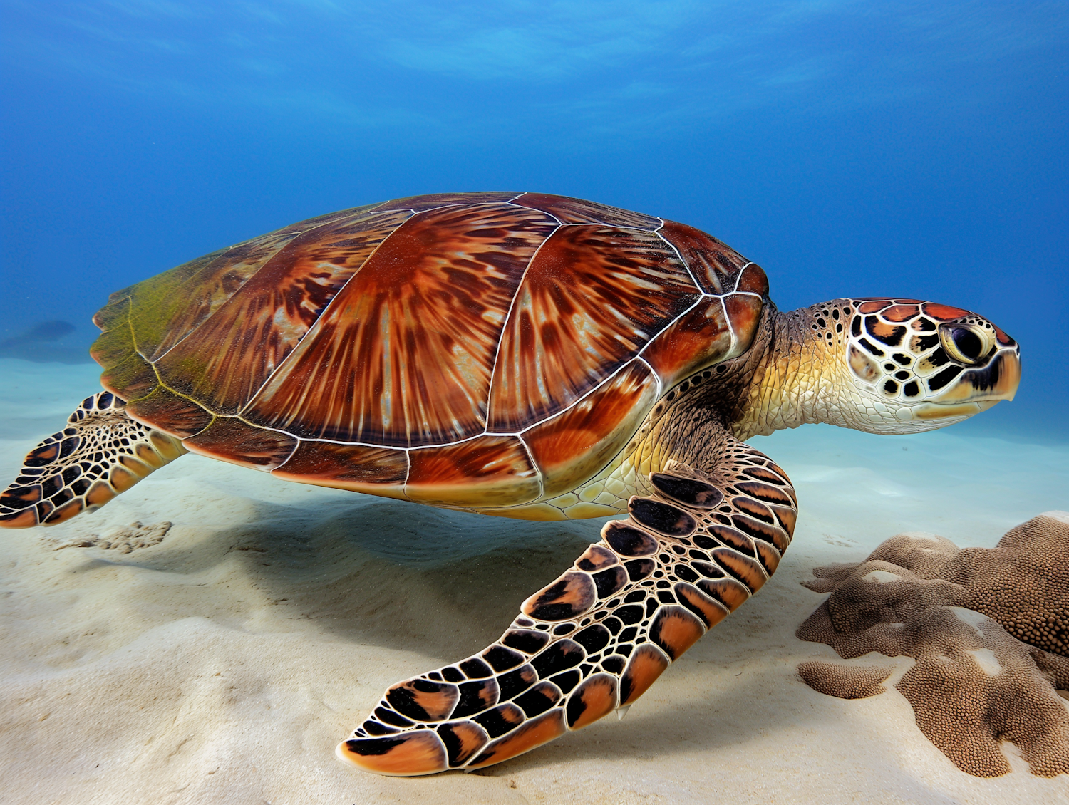 Inquisitive Sea Turtle in Sunlit Waters