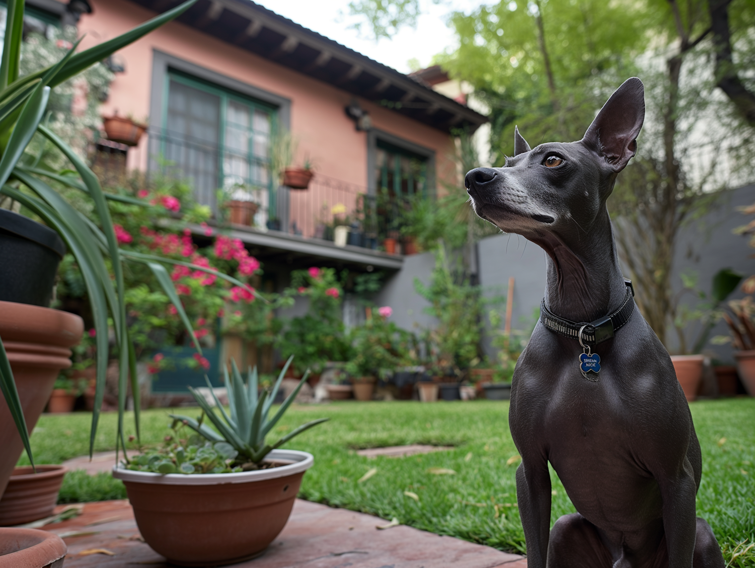 Elegant Greyhound in Garden