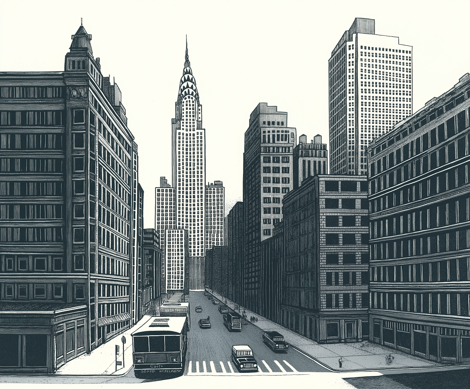 Monochromatic Urban Illustration