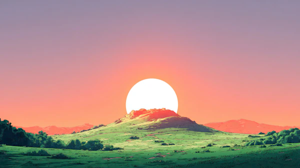 Sunset Over Hills
