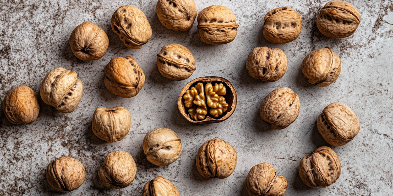 Walnuts on Textured Surface