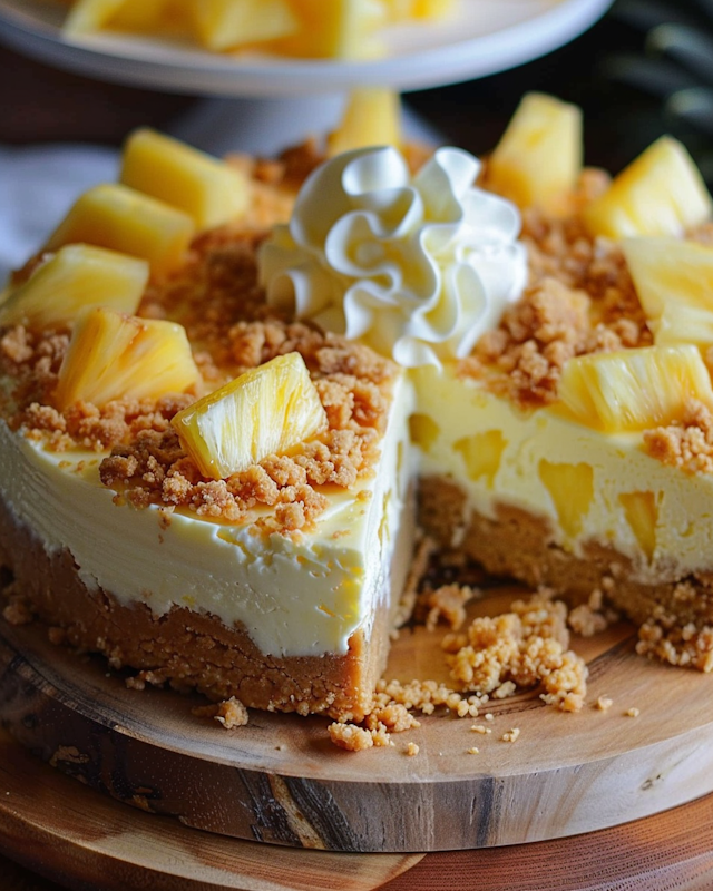 Delectable Pineapple Topped Cheesecake