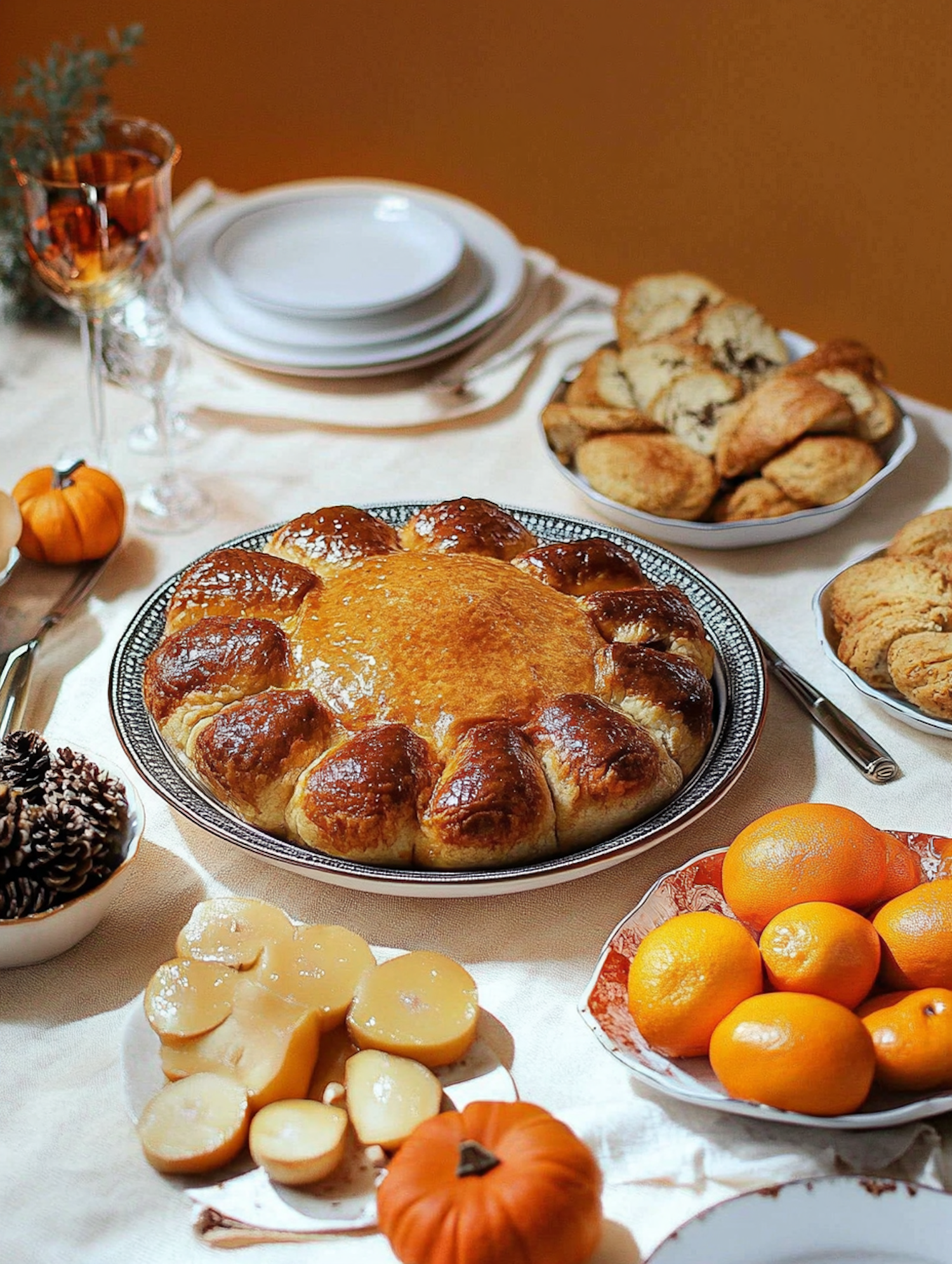 Festive Table Setting with Pastry