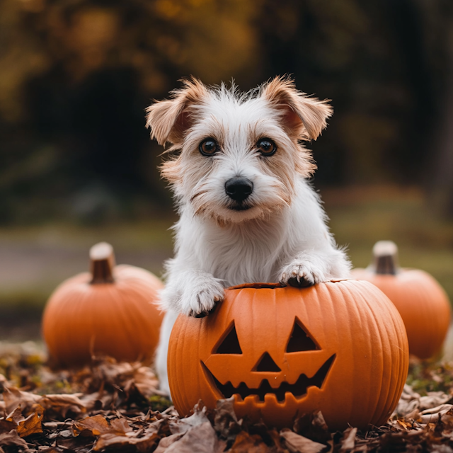 Dog on Pumpkin