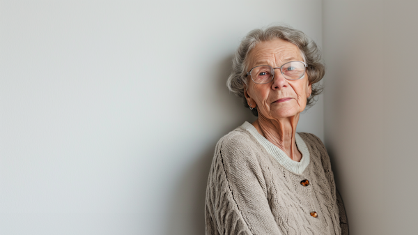 Contemplative Elderly Woman with Classic Fashion