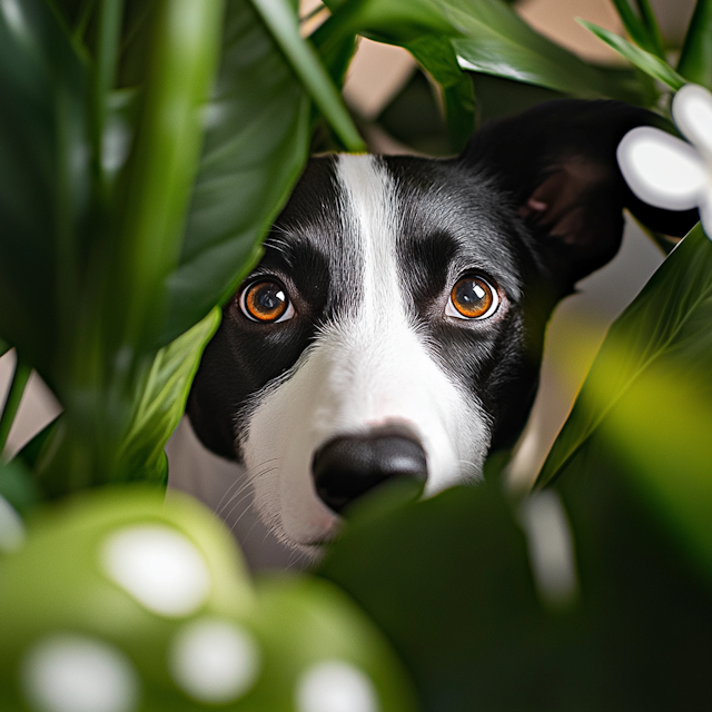 Curious Dog in Greenery