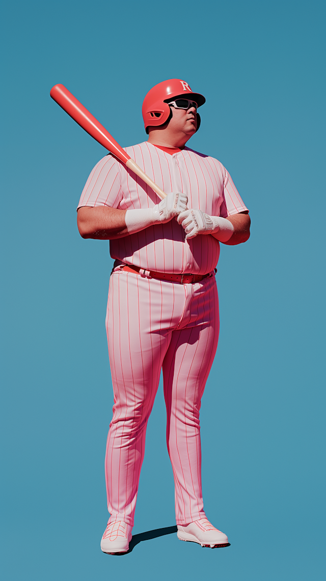 Baseball Player in Pink Uniform