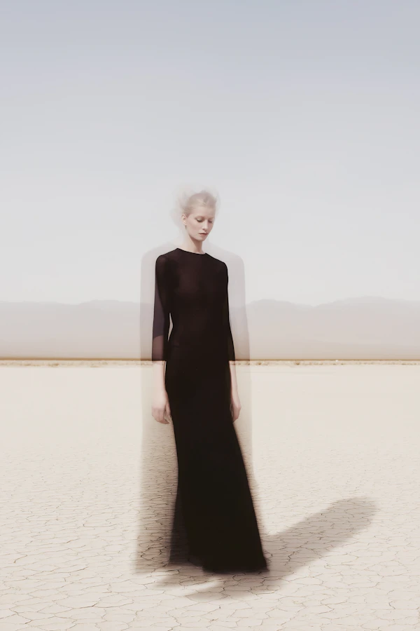Solitary Figure in Desert Landscape
