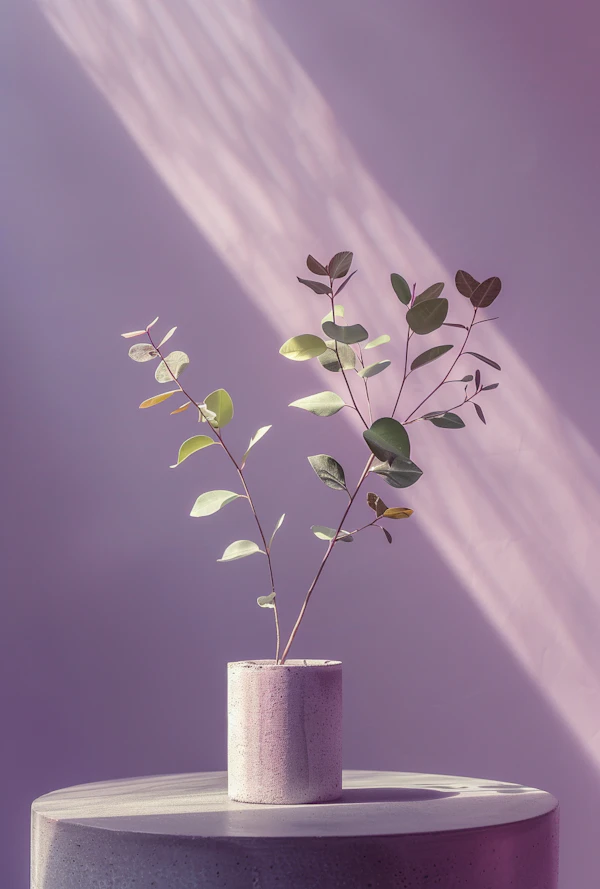 Serene Plant Arrangement with Ethereal Lighting