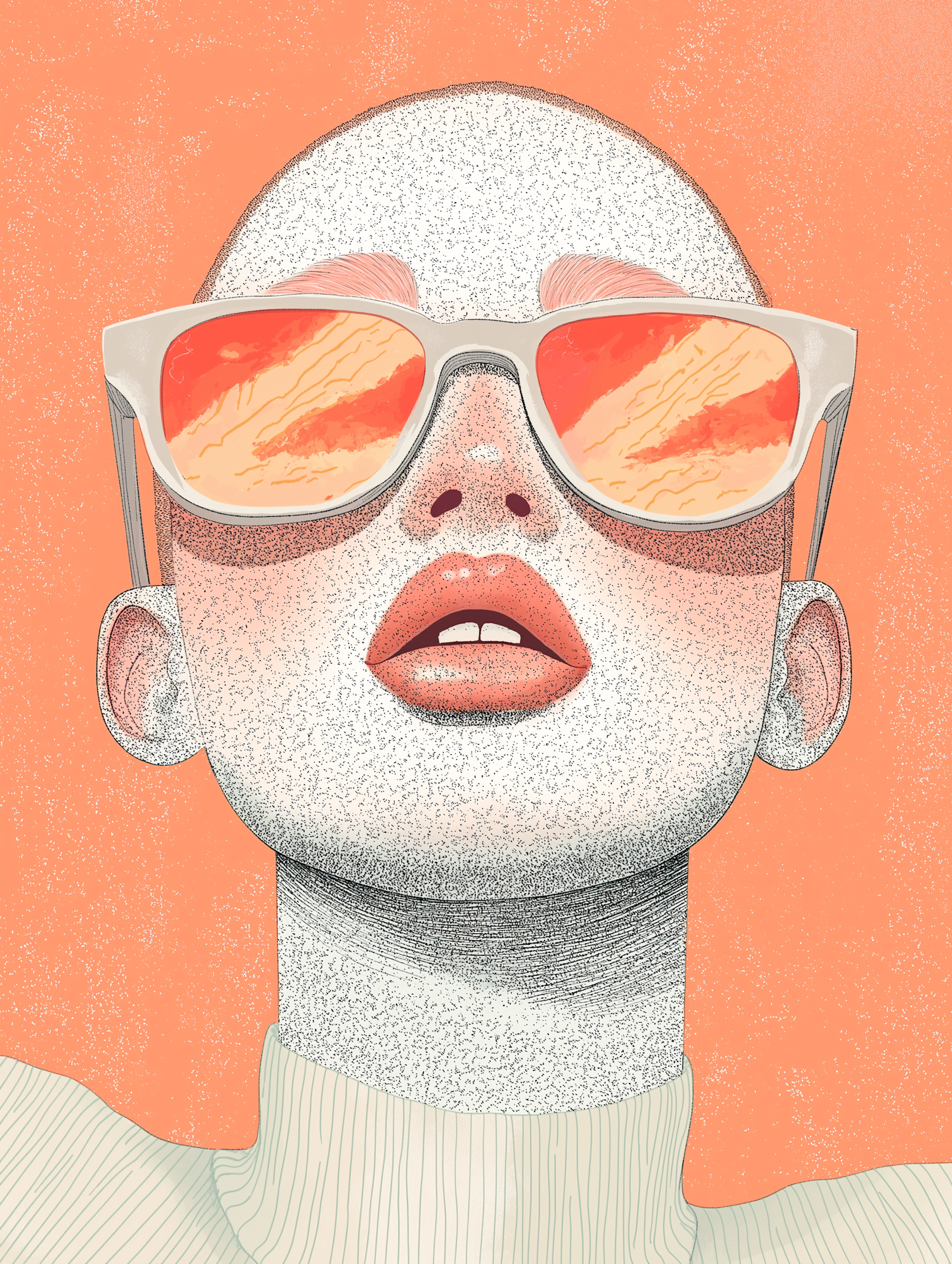 Stylized Portrait with Reflective Sunglasses