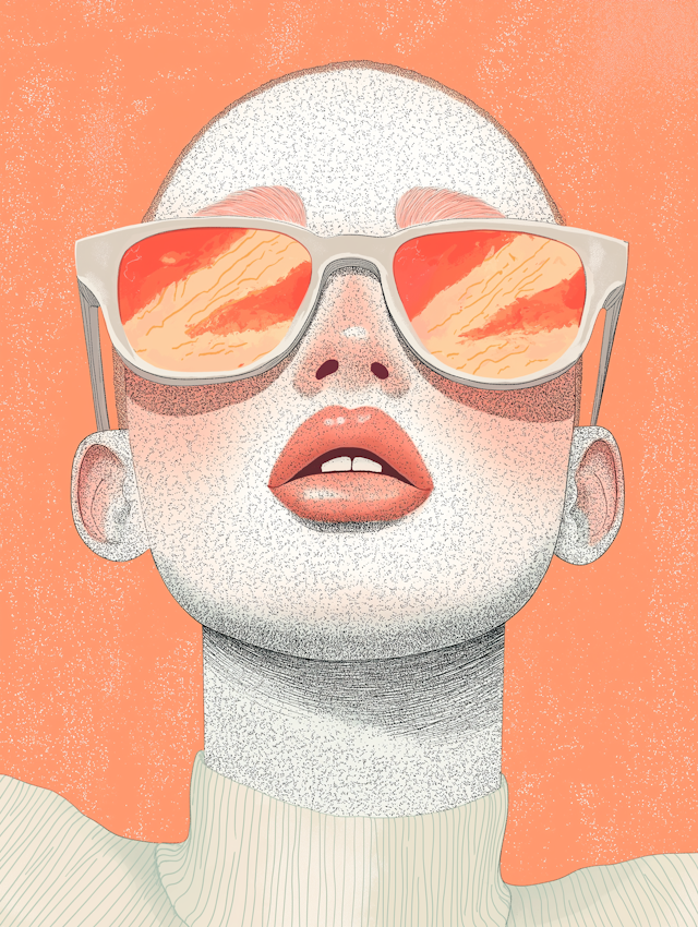 Stylized Portrait with Reflective Sunglasses