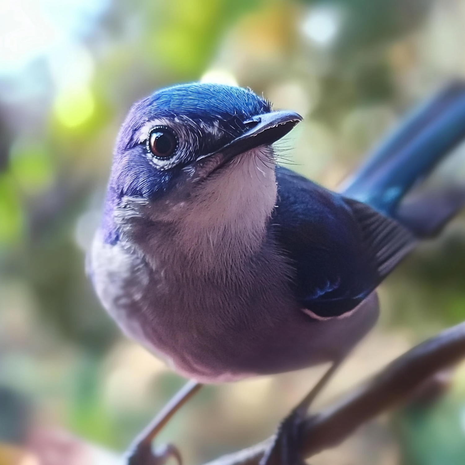 Blue and White Bird on Branch